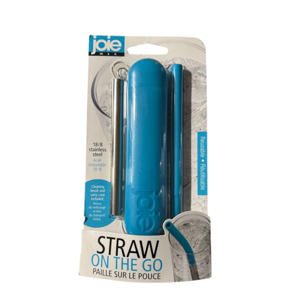 New Stainless Steel Straw with Cleaning Brush Joie Straw On The Go 8.5 in